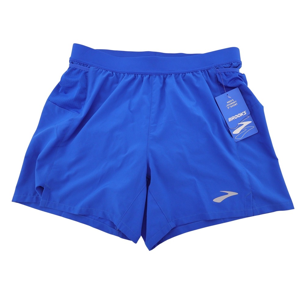 NEW Brooks Journey 5" Running Shorts Neo Blue Mens Small Brief Liner
